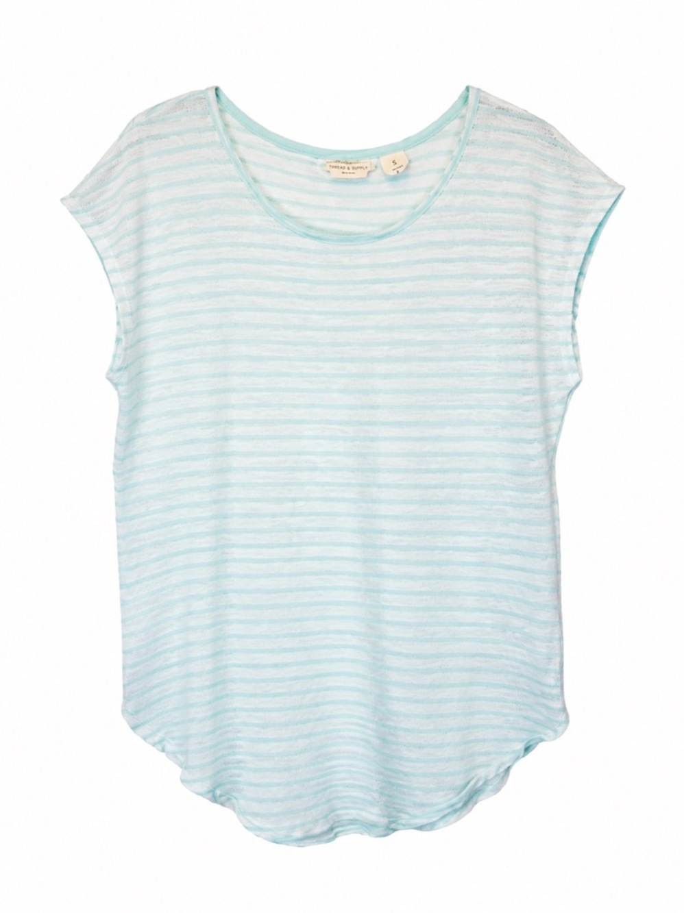 Christian Siriano Linen Striped Short Sleeve Shirt Top Size L Summer Top